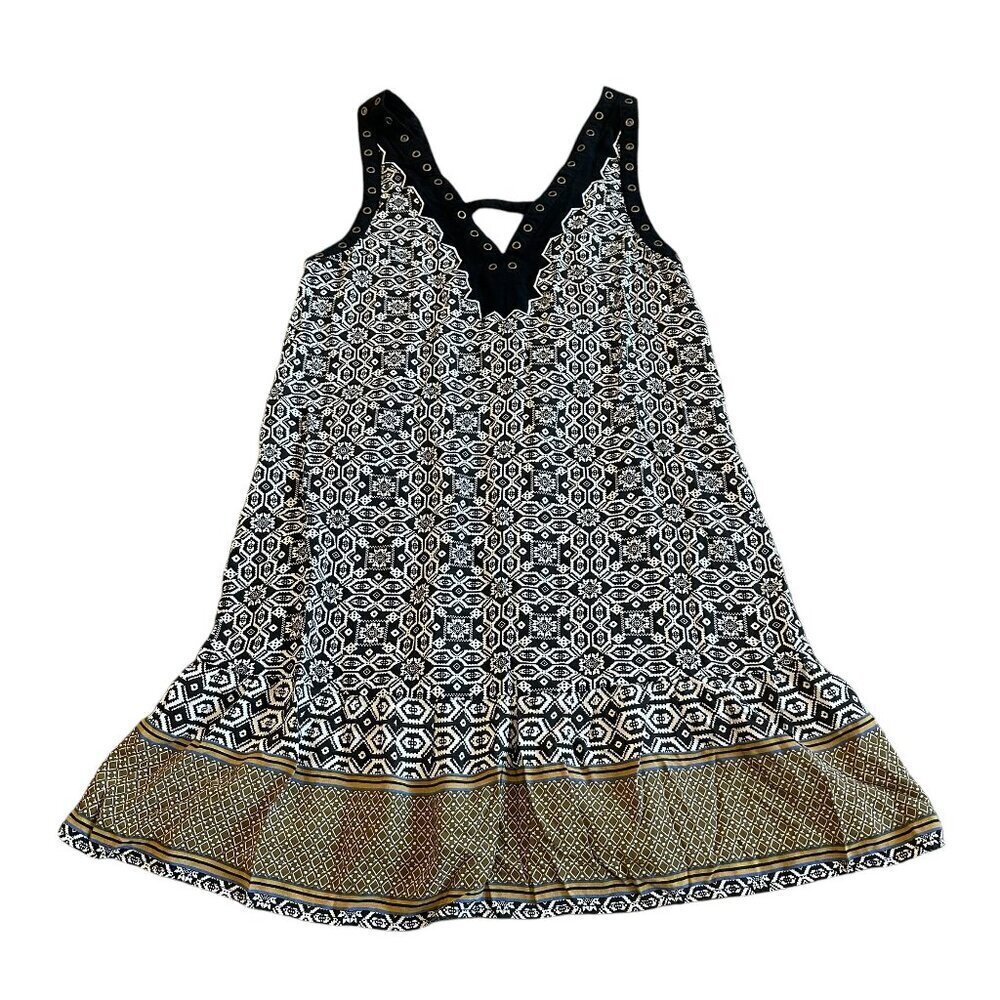 Hazel Anthrpologie Sleeveless Shift Dress Bohemian Print Flowy Size Medium Women